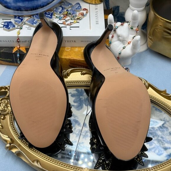 🆕 KURT GEIGER LONDON 🧿 NWOB Belgravia Stud Bow Mule Heel, Black - Sz 37 US 7 - Picture 14 of 15